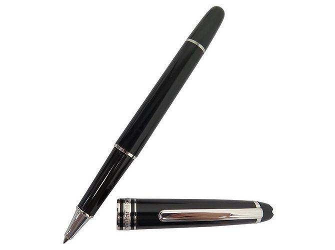 CANETA ESFEROGRÁFICA DE PLATINA CLÁSSICA MONTBLANC 132445 CANETA ROLLERBALL DE RESINA PRETA Preto