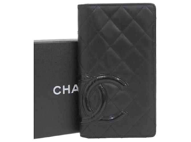 Chanel Cambon gestepptes Leder Bifold Wallet Leder Lange Geldbörse A26717 in gutem Zustand  ref.1377838