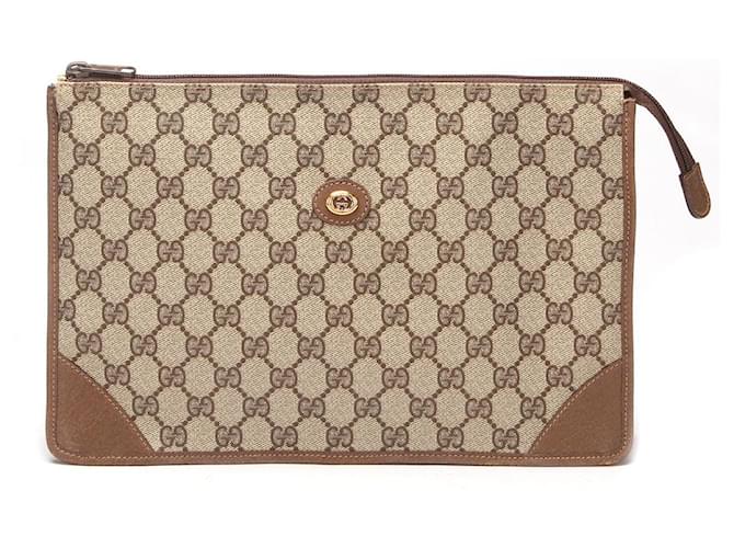 Gucci GG Supreme Clutch Bag Pochette en cuir en bon état  ref.1377841