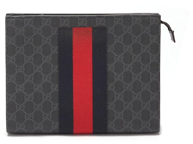 Gucci GG Supreme Web Clutch aus Leder mit Reißverschluss in gutem Zustand  ref.1377846