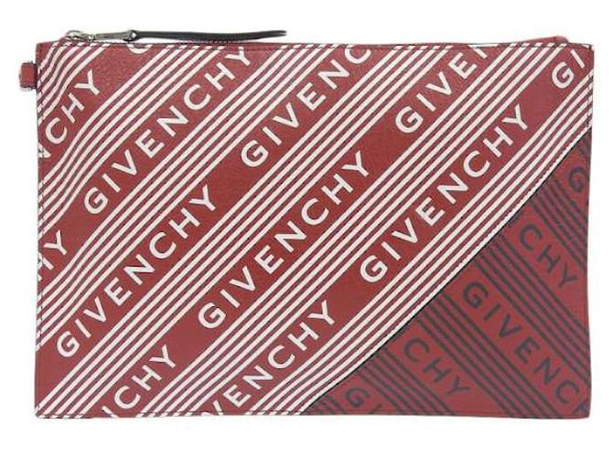 Givenchy Pochette in pelle con stampa emblema in ottime condizioni Rosso  ref.1377853