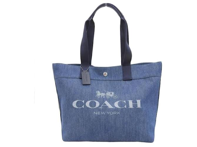 Coach Sac cabas en denim avec cheval et calèche en très bon état Jean Bleu  ref.1377868