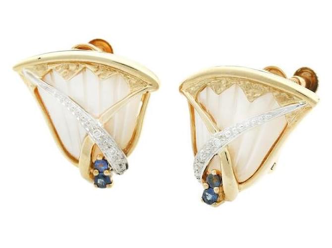 & Other Stories Other 18k Gold Diamond & Sapphire Shell Earrings Metal Earrings in Excellent condition  ref.1377882
