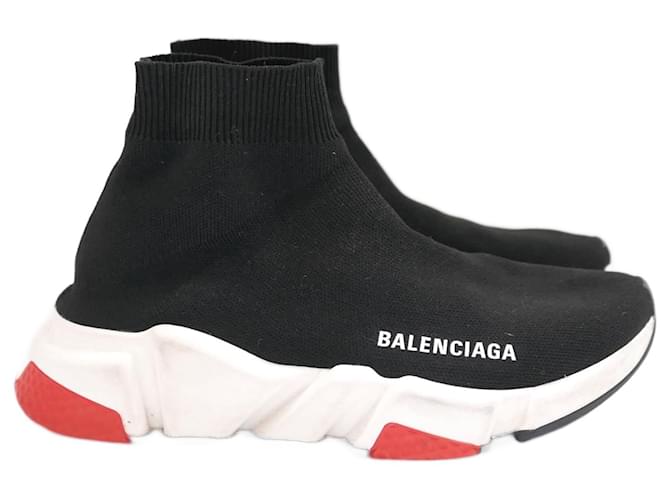Balenciaga Speed knit sock sneakers semelle rouge Toile Noir  ref.1377911