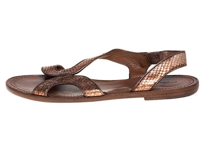 Bottega Veneta Bronze Python sandals Exotic leather  ref.1377916