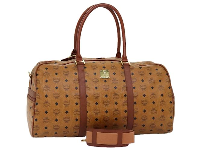 MCM Vicetos Logogram Boston Bag PVC Brown Auth am6160  ref.1377971