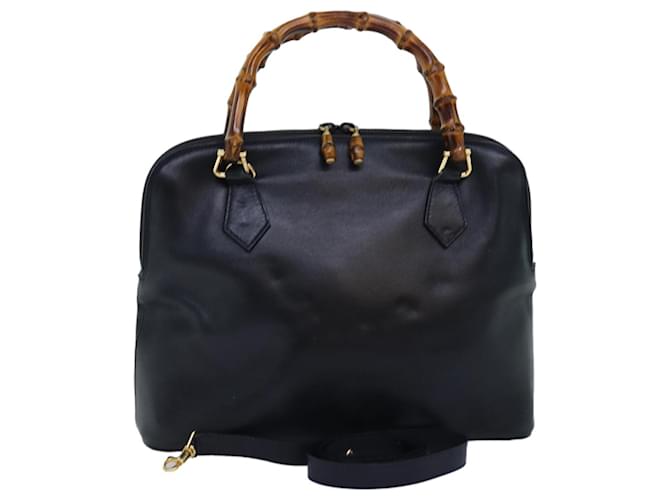 Bolso de mano GUCCI Bamboo de cuero de 2 vías Azul marino 000 406 0289 Auth 73988  ref.1378014