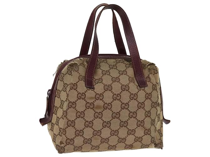 Bolsa de mão de lona GUCCI GG bege 124542 Auth 74207  ref.1378047