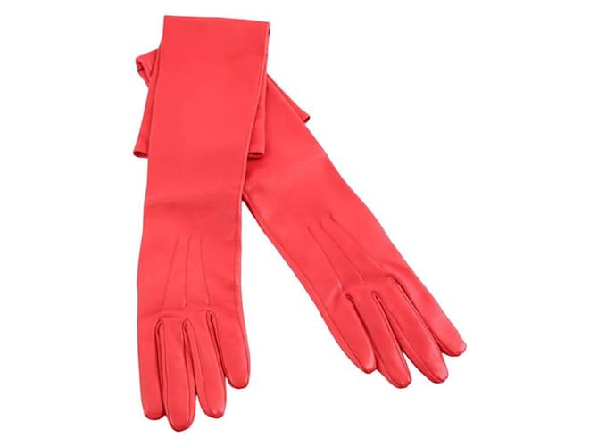 Lanvin Long leather gloves Red  ref.1378091