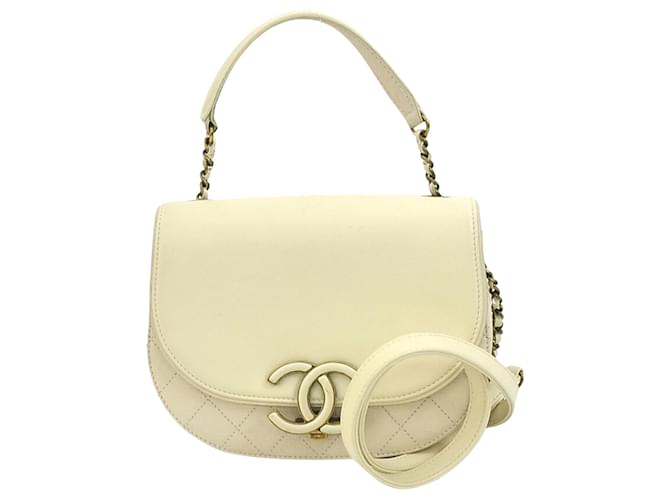 Chanel Coco Curve Bege Couro  ref.1378121