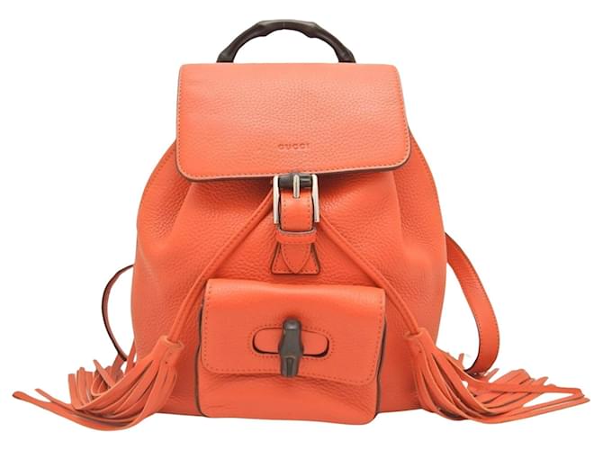 Gucci Bamboo Orange Leather  ref.1378150