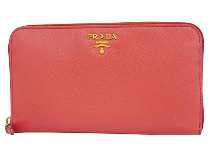 Prada Saffiano Vermelho Couro  ref.1378189