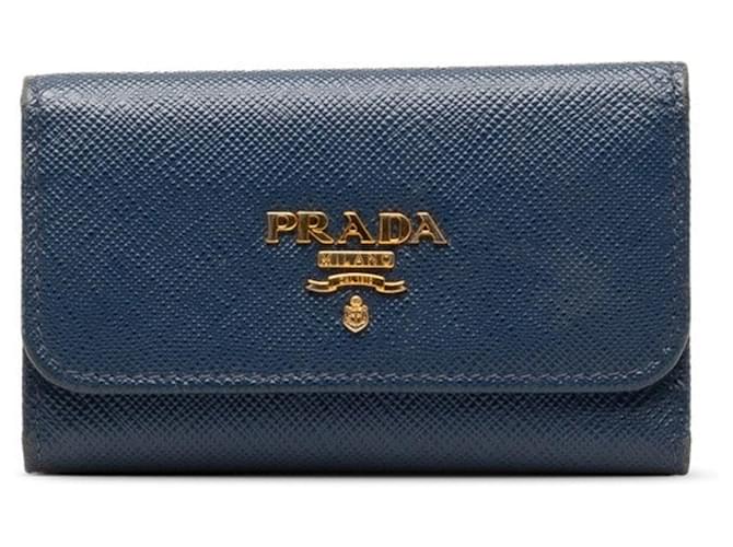 Prada Saffiano Azul Couro  ref.1378427