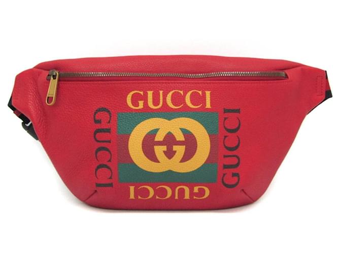 Logo GUCCI Rosso Pelle  ref.1378451