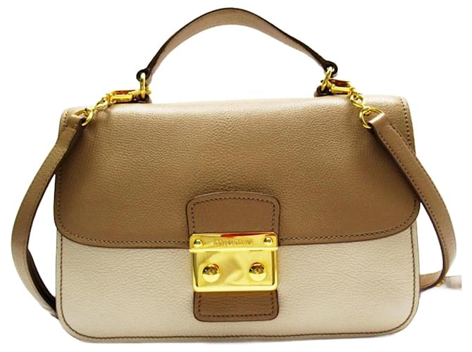 Miu Miu Madras Beige Leder  ref.1378469