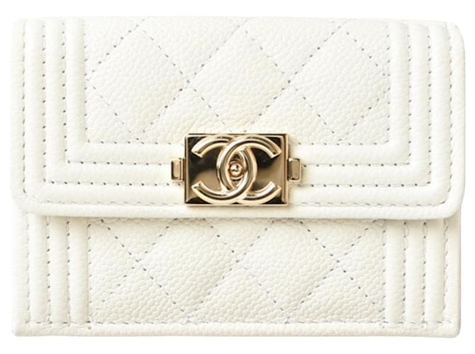 Chanel Boy Weiß Leder  ref.1378603