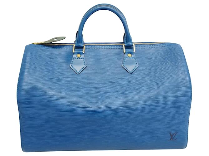 Speedy Louis Vuitton Rápido 35 Azul Cuero  ref.1378755