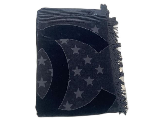 Chanel Toalla de baño Negro Algodón