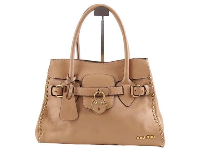 Miu Miu Sac à main en cuir Beige  ref.1378915