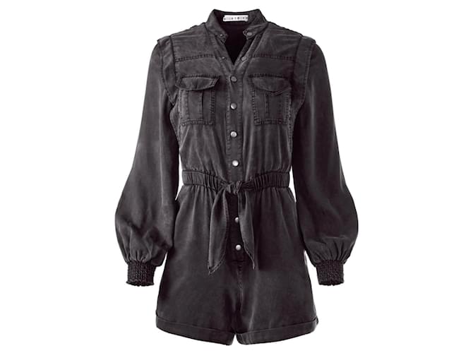 Autre Marque Alice + Olivia Charcoal Kota Cargo Pocket Romper Grey Synthetic  ref.1379015