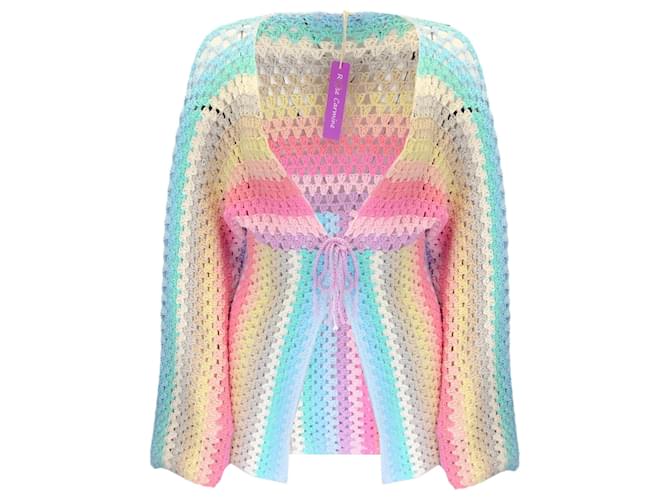 Autre Marque Pull cardigan en tricot de coton multicolore pastel rose carmin  ref.1379025