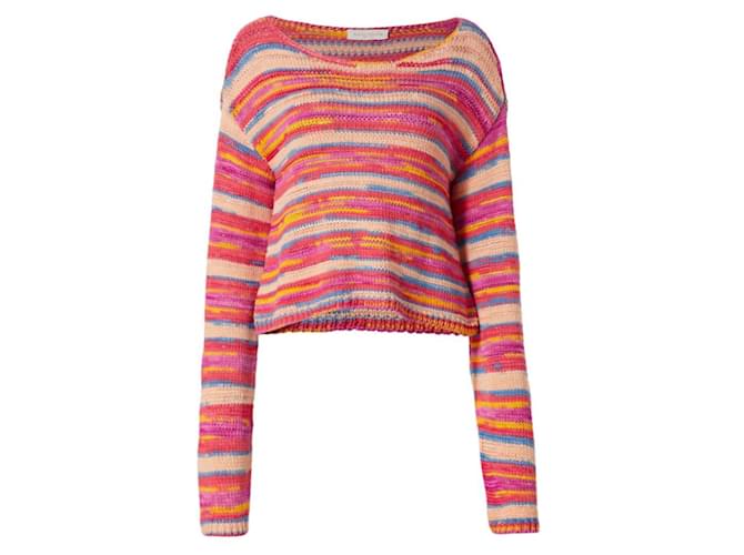 Autre Marque Ramy Brook Pink Multi Striped Cotton Knit Abra Sweater  ref.1379026