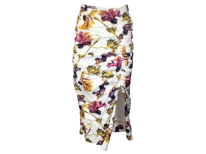 Autre Marque Jason Wu Collection Chalk Multi Floral Printed Crinkled Midi Skirt Multiple colors Viscose  ref.1379030