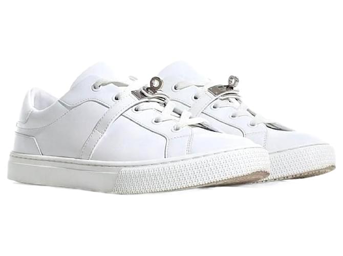 Kelly Hermès Zapatillas HERMES T.EU 39 Piel Blanco Cuero  ref.1379039