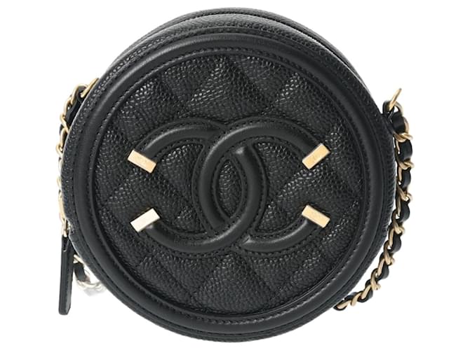 Timeless Chanel CC Filigrana Preto Couro  ref.1379228