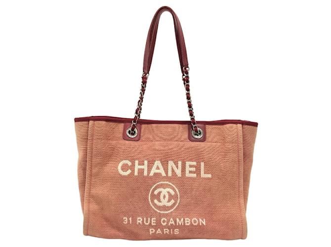 Chanel Deauville Rosso Tela  ref.1379232