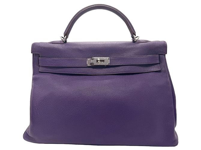 Hermès Kelly 40 Púrpura Cuero  ref.1379237