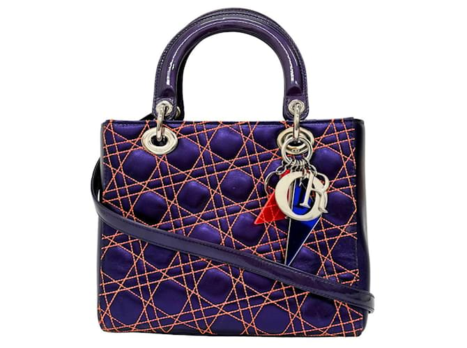 Dior Cannage Lady Roxo Couro  ref.1379253