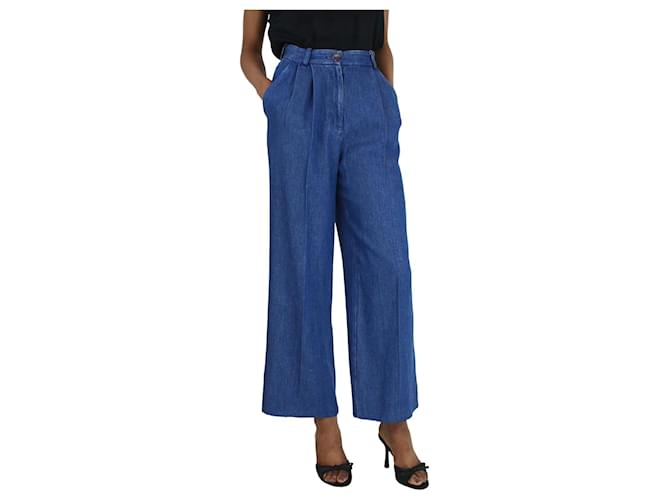 Sessun Calça jeans azul plissada com perna larga - tamanho UK 6 Liocel  ref.1379296