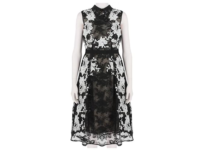 Erdem Luxurious Embroidered Lace Dress Black Silk Cotton  ref.1379338