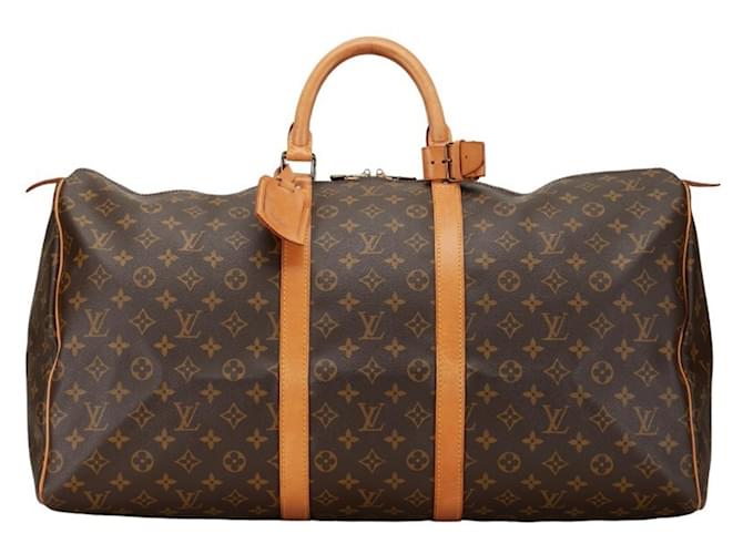 Louis Vuitton Keepall 55 Castaño Cuero  ref.1379349