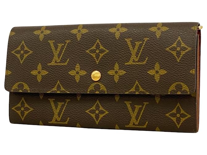 Louis Vuitton Porte Monnaie Credit Brown Cloth  ref.1379372