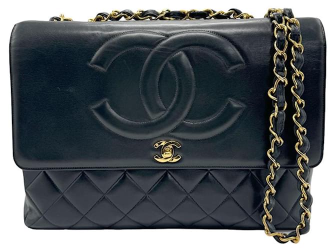 Chanel Première Chaîne Preto Couro  ref.1379447