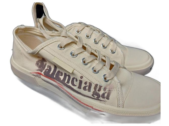 Balenciaga Sneakers Herren Eggshell Baumwolle Größe 42 Aus weiß