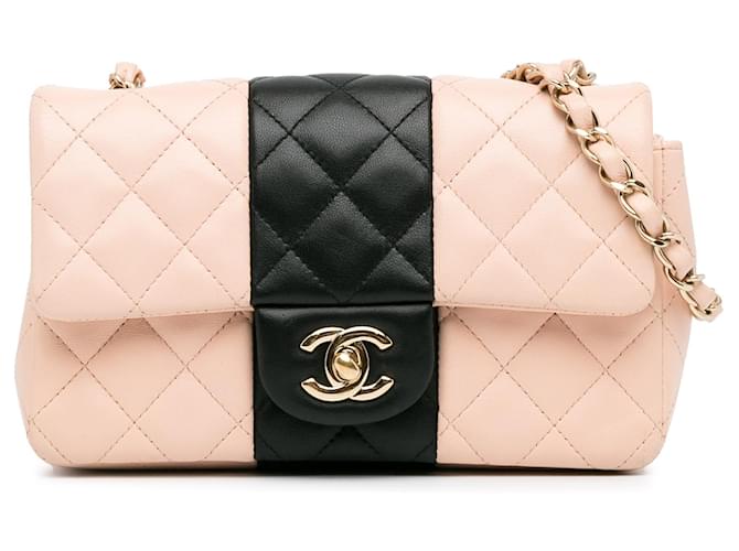 Chanel Pink Mini Rectangular Bi-Stripe Classic Lambskin Single Flap Leather  ref.1379562