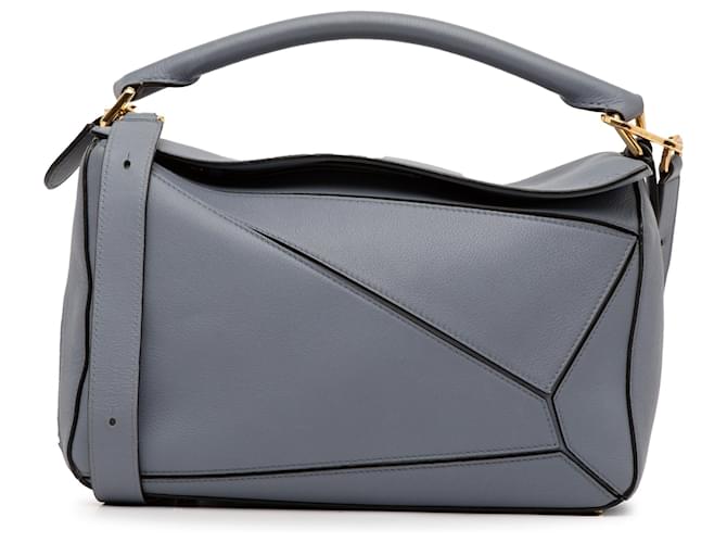 LOEWE Blue Medium Puzzle Bag Leather Pony-style calfskin  ref.1379590