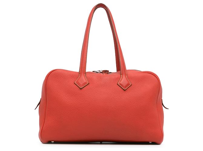 Hermès Red Clemence Victoria II 35 Leather Pony-style calfskin  ref.1379595
