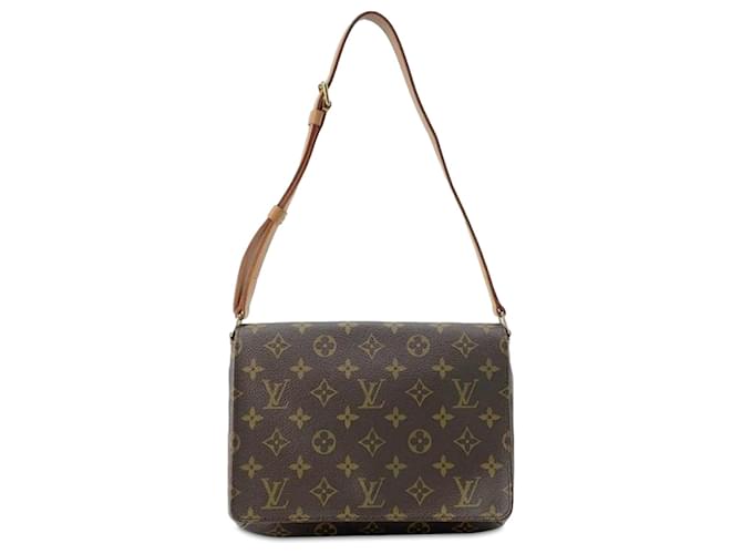 Louis Vuitton Brown Monogram Musette Tango correa corta Castaño Lienzo  ref.1379601