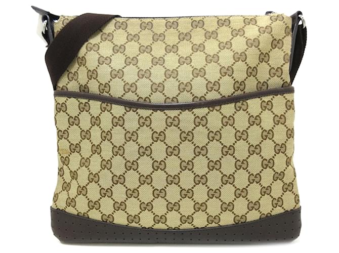 Gucci Brown GG Canvas Crossbody Bag Beige Cloth Cloth  ref.1379602