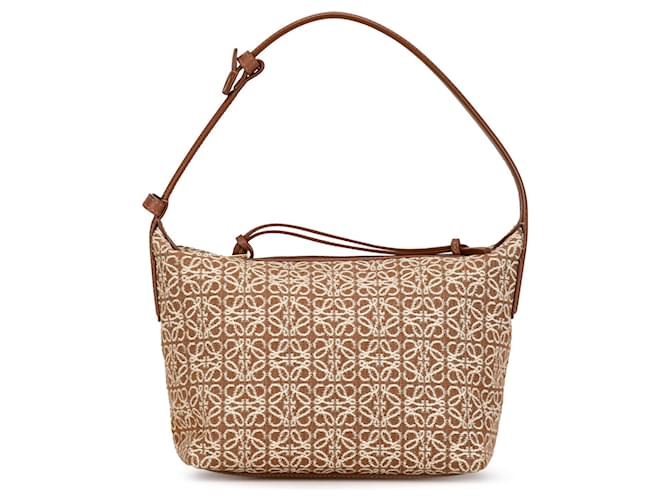 Loewe Braune kleine Cubi-Tasche aus Jacquard mit Anagramm Tuch  ref.1379639