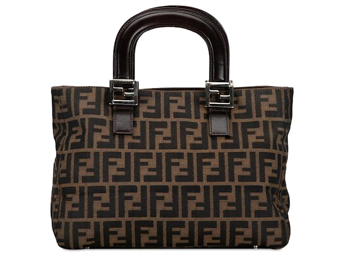 cabas Twins en toile Zucca marron Fendi Tissu  ref.1379646