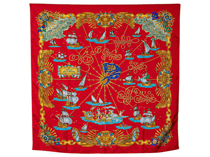 Hermès Red Voiles De Lumiere Silk Scarf Cloth  ref.1379647