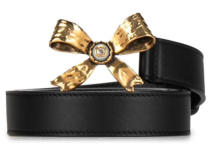 Gucci Black Pearl Bow Leather Belt Pony-style calfskin  ref.1379648