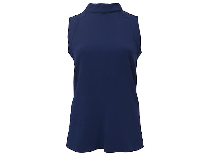Balenciaga Sleeveless High Neck Top in Blue Polyester  ref.1379691