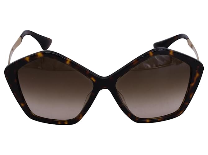Miu Miu Tortoiseshell Pentagon Frame Tinted Sunglasses in Brown Acetate Cellulose fibre  ref.1379694