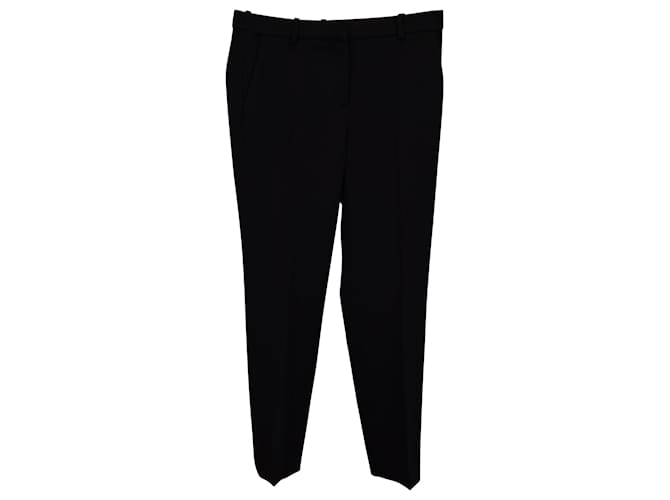 Theory Straight Leg Low Waist Trousers in Black Wool  ref.1379696